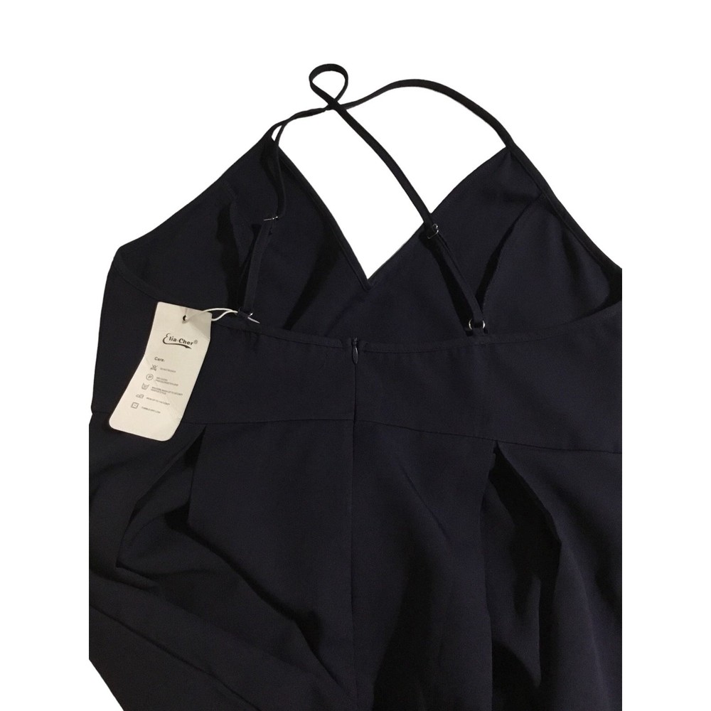 Eliacher Deep VNeck Adjustable Spaghetti Straps Navy Dress 12-14 NWT